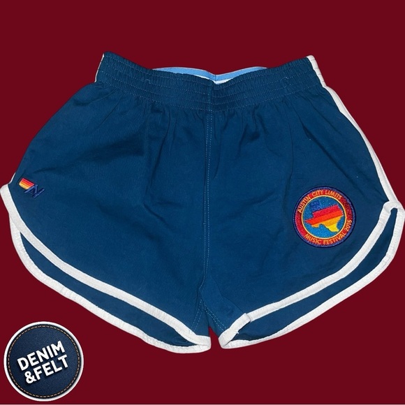 Aviator Nation Women’s ACL AUSTIN CITY LIMITS Music Festival Shorts | Blue | EUC - Picture 1 of 8